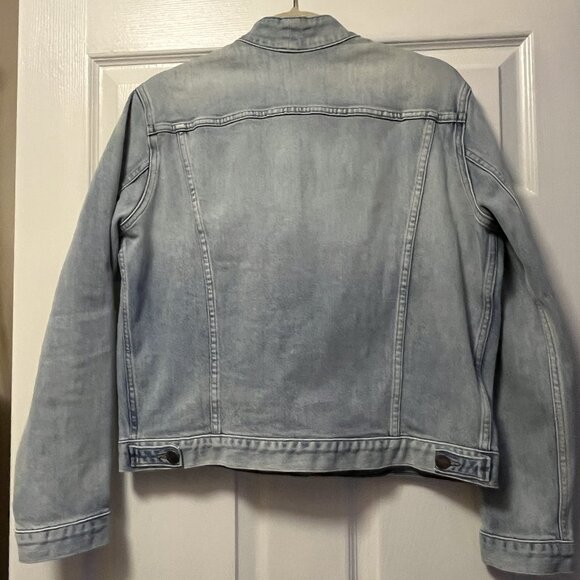 FRAME Le Tie-Neck Button-Front Light-Wash Denim Jacket Size L - Picture 4 of 5
